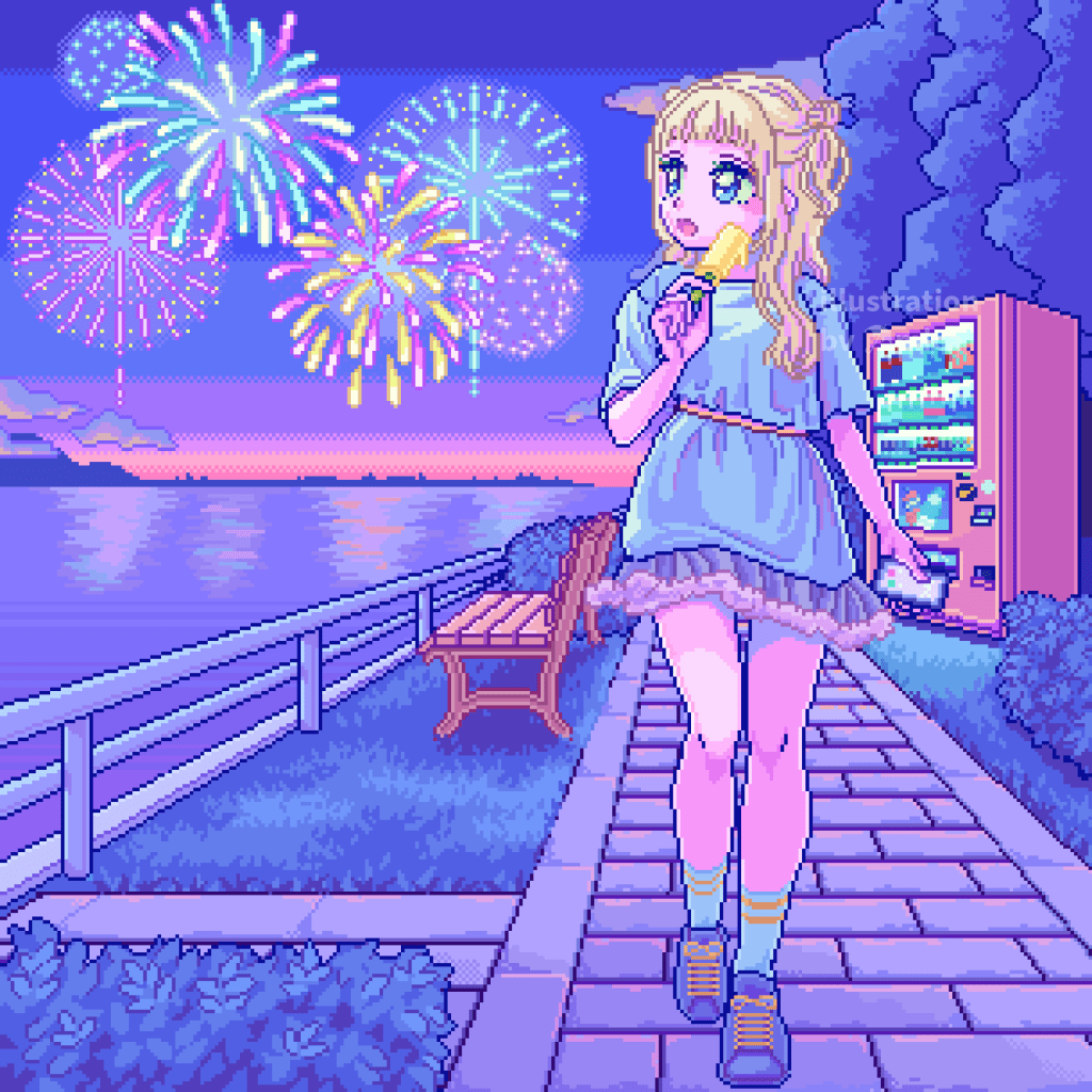 音楽ユニット MEITEI SIKKU様 楽曲「逃避行サマー」ジャケット+リリックビデオ用イラスト